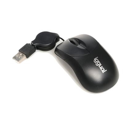 [04-FTRRCA0666] Ratolí USB iggual COM-BASIC-800DPI (Retràctil, Negre)